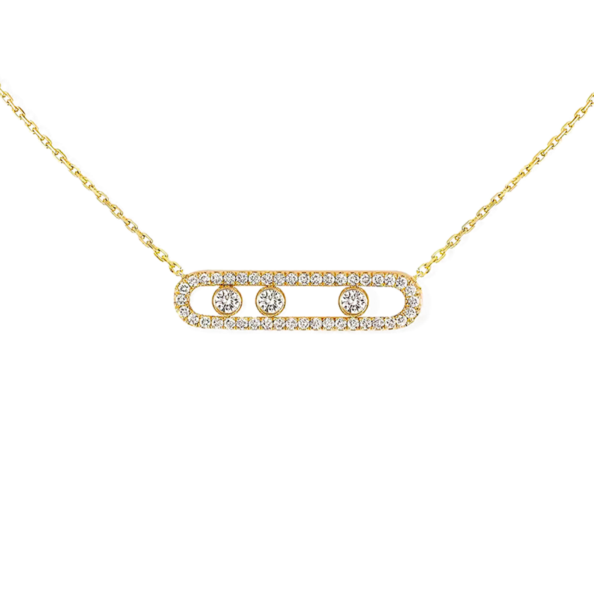 Mes1kaa paris move pavÉ yellow gold d1am0nd necklace